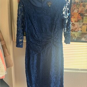 Elegant Blue Lace Dress
